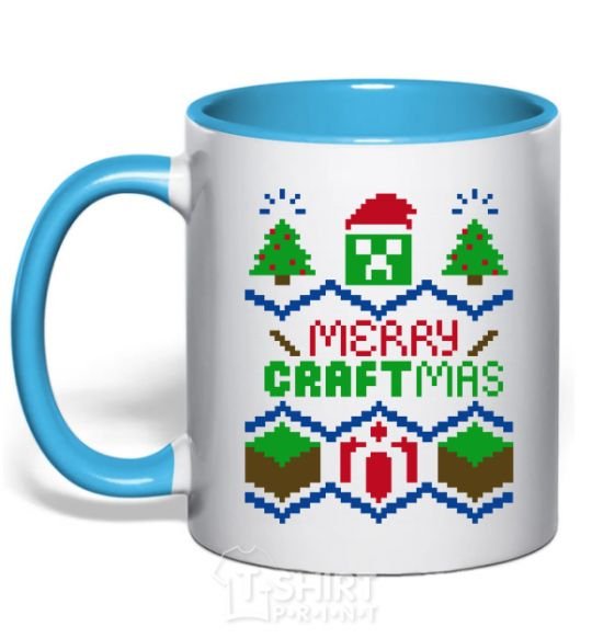 Mug with a colored handle Сraftmas sky-blue фото