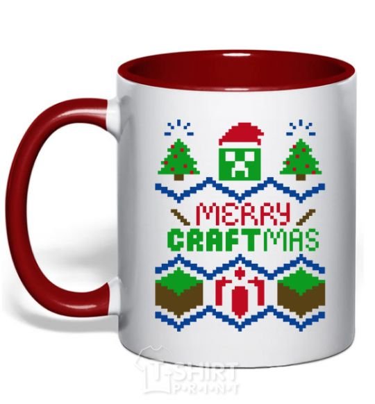 Mug with a colored handle Сraftmas red фото