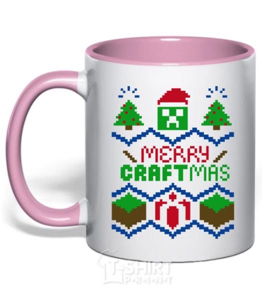 Mug with a colored handle Сraftmas light-pink фото