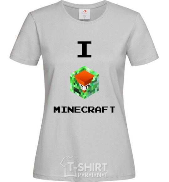 Women's T-shirt I tnt minecraft grey фото