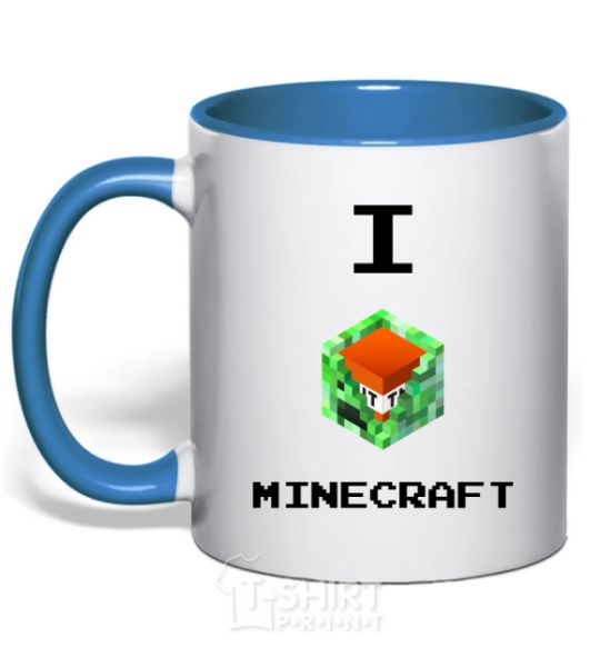 Mug with a colored handle I tnt minecraft royal-blue фото