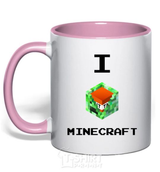 Mug with a colored handle I tnt minecraft light-pink фото