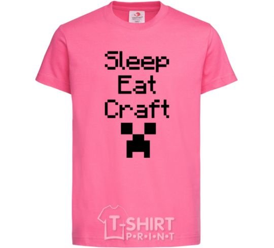 Детская футболка Sleep eat craft Ярко-розовый фото