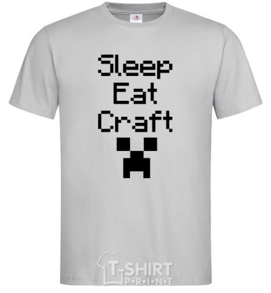 Мужская футболка Sleep eat craft Серый фото