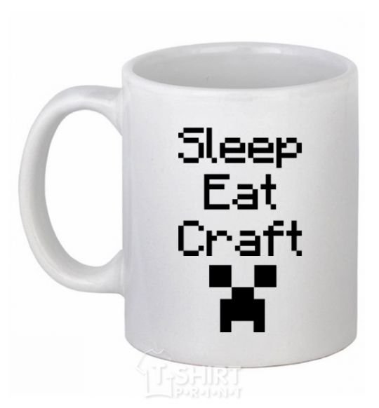 Чашка керамическая Sleep eat craft Белый фото