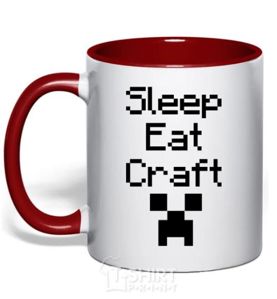 Mug with a colored handle Sleep eat craft red фото