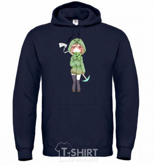 Men`s hoodie Creeper anime minecraft navy-blue фото