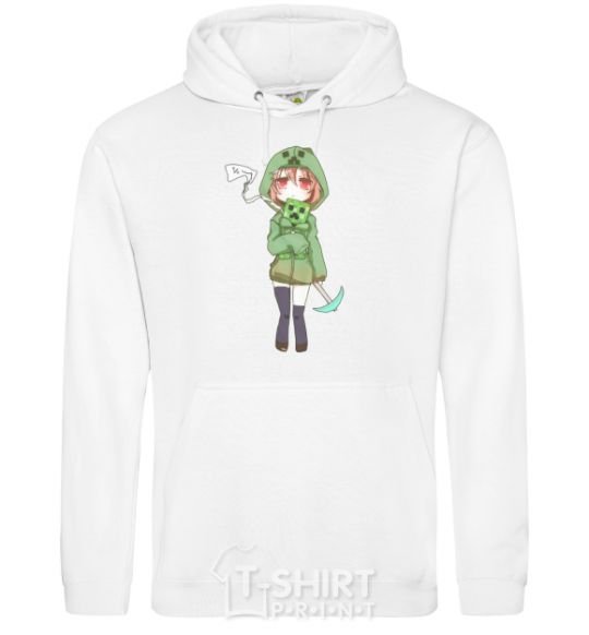 Men`s hoodie Creeper anime minecraft White фото