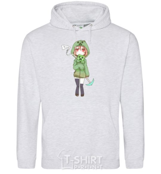 Men`s hoodie Creeper anime minecraft sport-grey фото