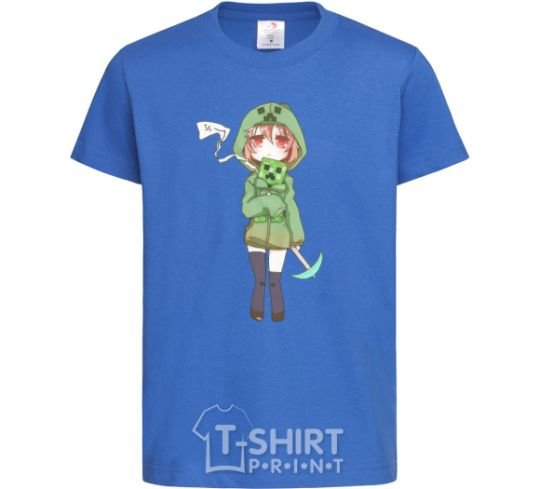 Kids T-shirt Creeper anime minecraft royal-blue фото