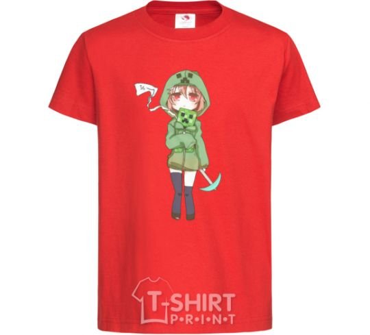 Kids T-shirt Creeper anime minecraft red фото