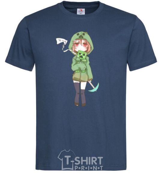 Men's T-Shirt Creeper anime minecraft navy-blue фото