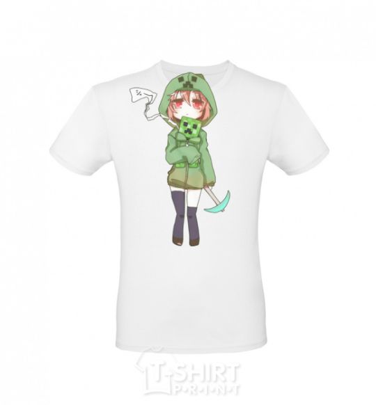 Men's T-Shirt Creeper anime minecraft White фото