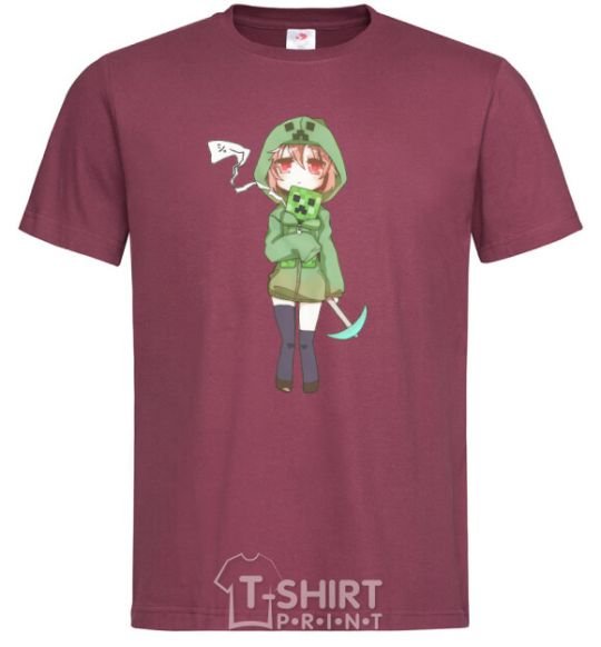 Men's T-Shirt Creeper anime minecraft burgundy фото