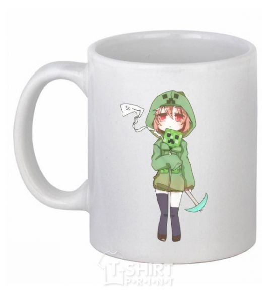 Ceramic mug Creeper anime minecraft White фото