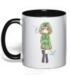 Mug with a colored handle Creeper anime minecraft black фото