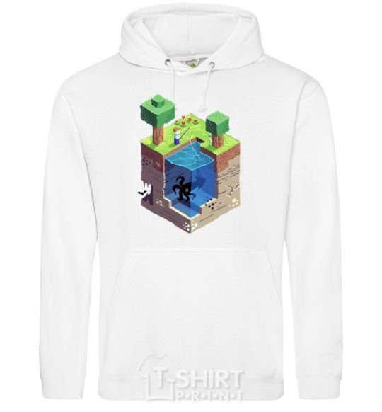 Men`s hoodie Minecraft world White фото