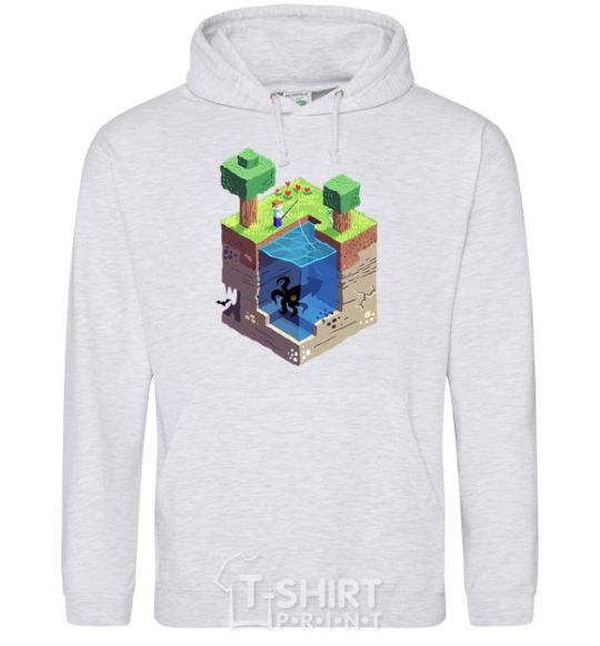 Men`s hoodie Minecraft world sport-grey фото