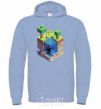 Men`s hoodie Minecraft world sky-blue фото