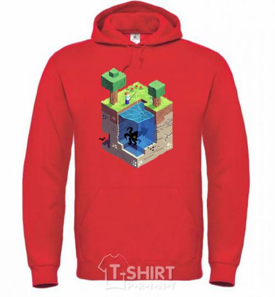 Men`s hoodie Minecraft world bright-red фото