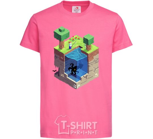 Детская футболка Майнкрафт мир Ярко-розовый фото