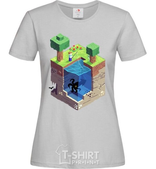 Women's T-shirt Minecraft world grey фото
