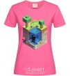 Женская футболка Майнкрафт мир Ярко-розовый фото
