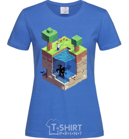 Women's T-shirt Minecraft world royal-blue фото