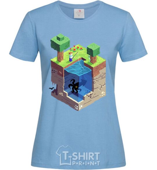 Women's T-shirt Minecraft world sky-blue фото
