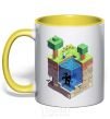 Mug with a colored handle Minecraft world yellow фото