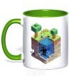 Mug with a colored handle Minecraft world kelly-green фото