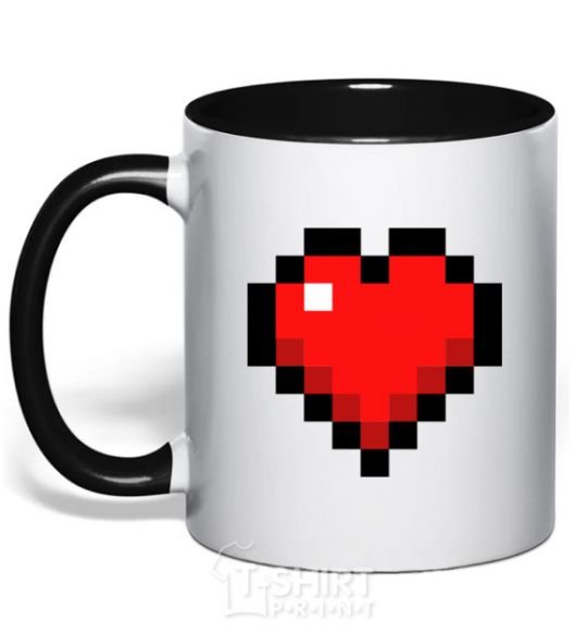 Mug with a colored handle Minecraft heart black фото