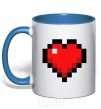 Mug with a colored handle Minecraft heart royal-blue фото