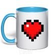 Mug with a colored handle Minecraft heart sky-blue фото