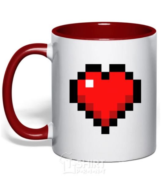 Mug with a colored handle Minecraft heart red фото