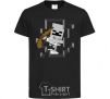Kids T-shirt Minecraft skeleton in a cave. black фото