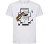 Kids T-shirt Minecraft skeleton in a cave. White фото