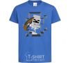 Kids T-shirt Minecraft skeleton in a cave. royal-blue фото