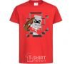 Kids T-shirt Minecraft skeleton in a cave. red фото