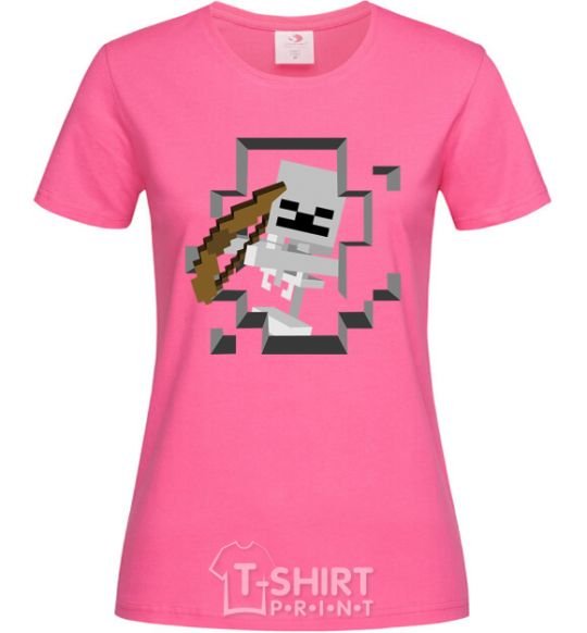 Women's T-shirt Minecraft skeleton in a cave. heliconia фото