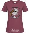 Women's T-shirt Minecraft skeleton in a cave. burgundy фото