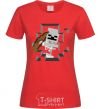 Women's T-shirt Minecraft skeleton in a cave. red фото