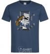 Men's T-Shirt Minecraft skeleton in a cave. navy-blue фото