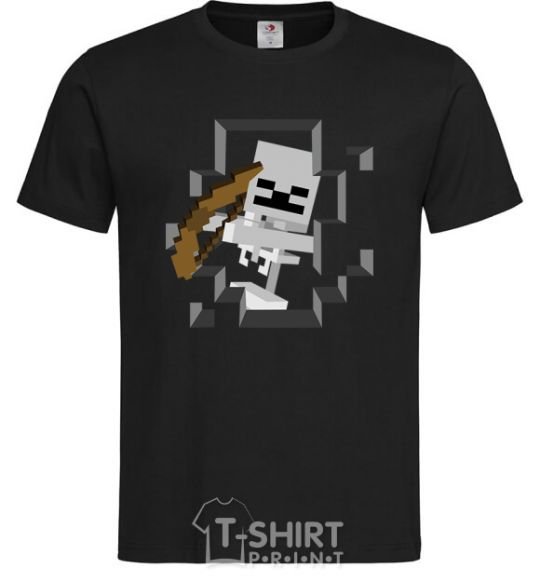 Мужская футболка Майнкрафт скелет в пещере Черный фото