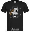Men's T-Shirt Minecraft skeleton in a cave. black фото