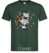 Men's T-Shirt Minecraft skeleton in a cave. bottle-green фото