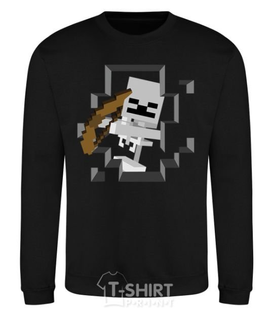 Sweatshirt Minecraft skeleton in a cave. black фото