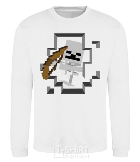 Sweatshirt Minecraft skeleton in a cave. White фото