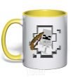 Mug with a colored handle Minecraft skeleton in a cave. yellow фото