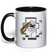 Mug with a colored handle Minecraft skeleton in a cave. black фото